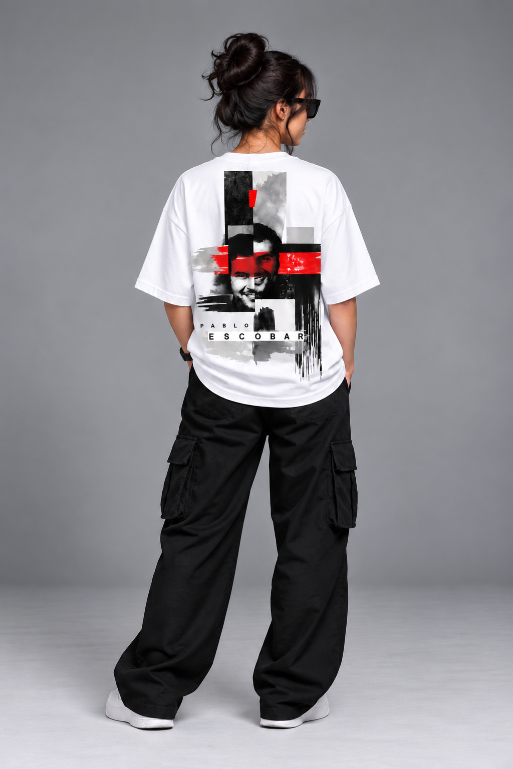 Pablo Escobar Back Print Oversized T-Shirt – White